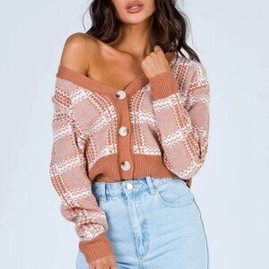 Princess Polly Zaynah Cropped Tan Cardigan‎